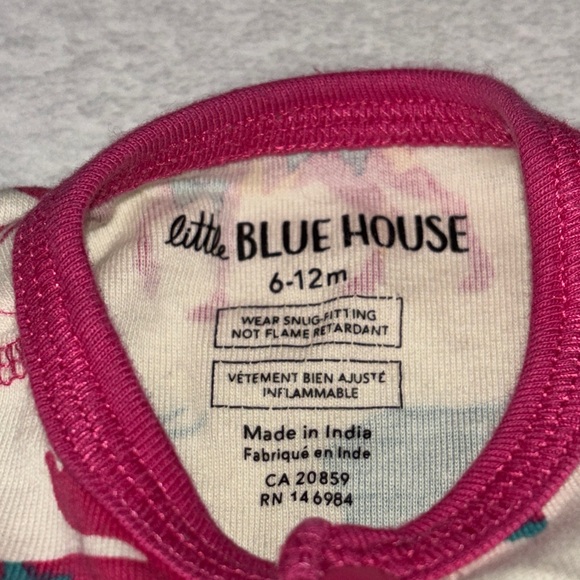 Little Blue House Pink and Green Moose Print Kids Footie - Picture 6 of 10